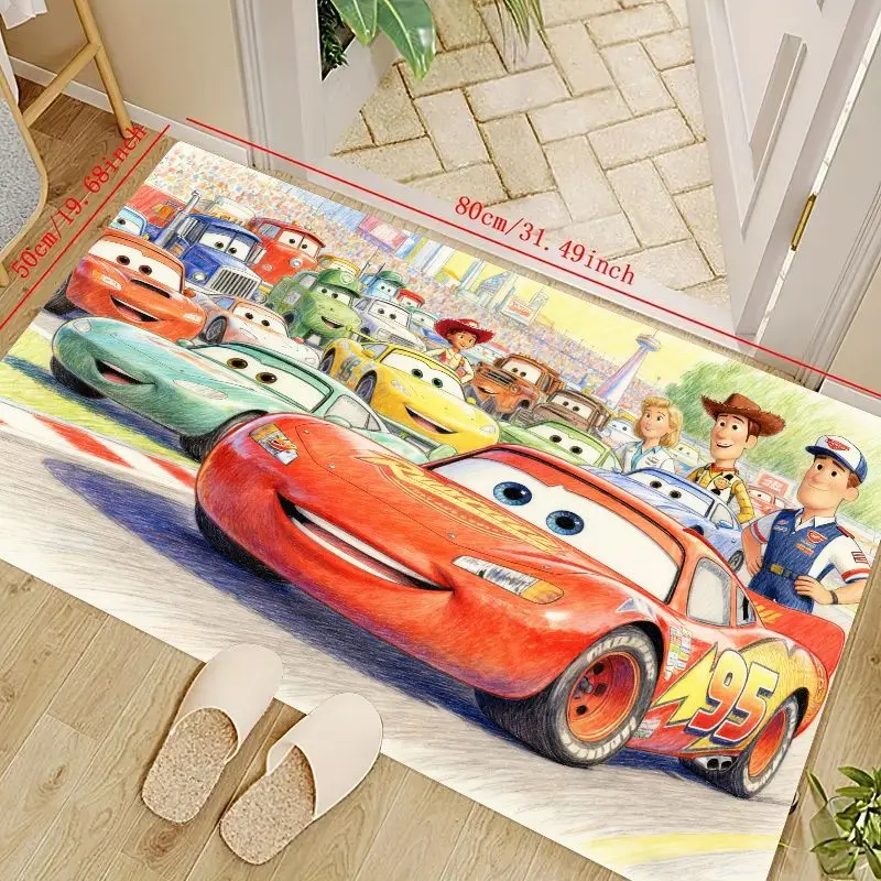 

1 шт. Disney Pixar Cars Lightning McQueen & Friends Racing Theme напольный коврик для декора детской комнаты, нескользящий коврик с мультяшной анимацией Ru