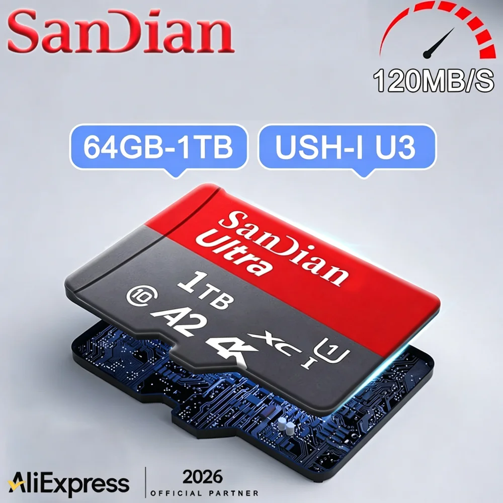 Cartão SD de 512GB, 64GB, 128GB, 256GB, Cartão de Memória Micro TF SD UHS-I U3 para Armazenamento de Arquivos em Smartphone