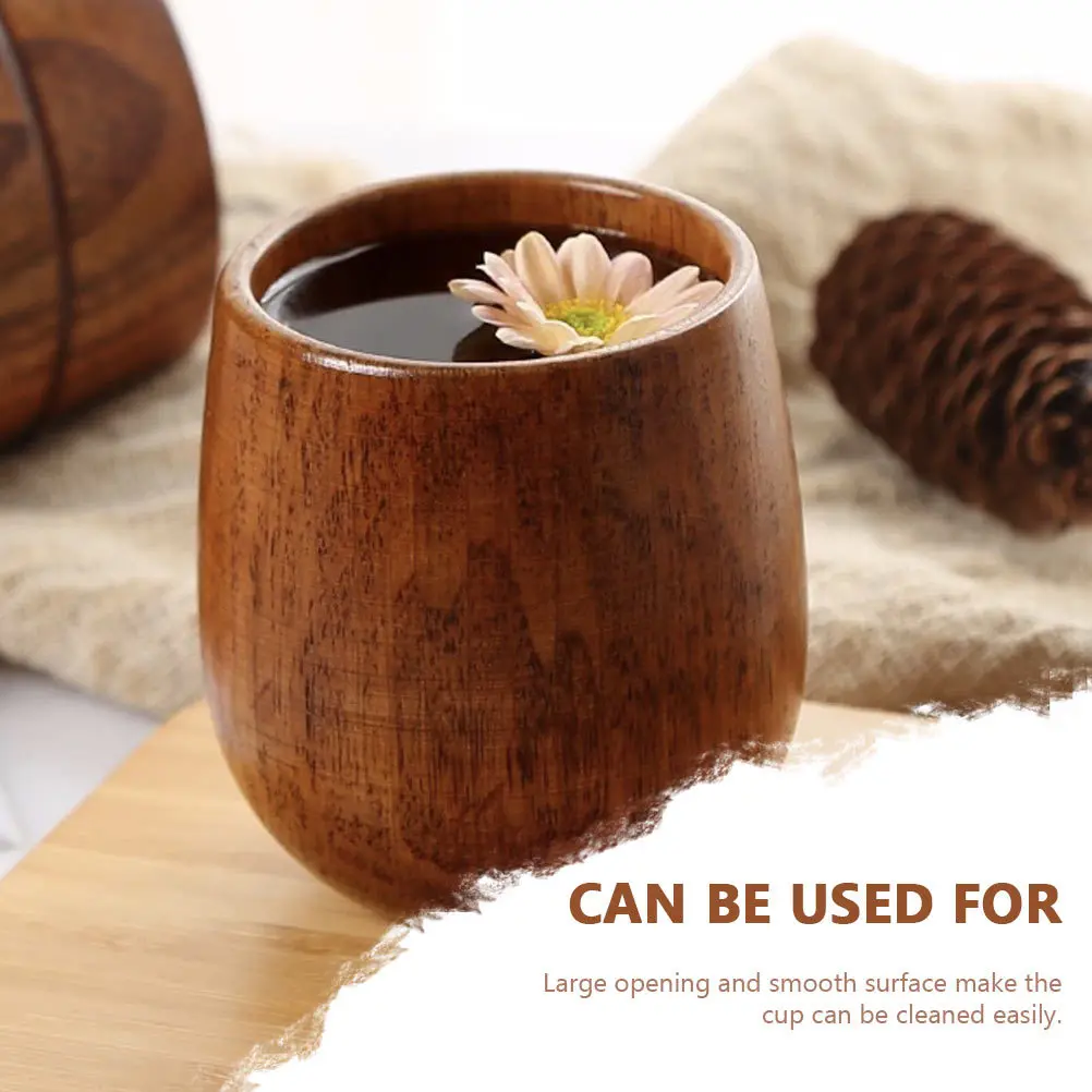 

4pcs Solid Wood Teacup Smooth Surface Easy Clean Multipurpose Drinkware For Hot Beverage Sake Wine Milk Household Cup Kitchen