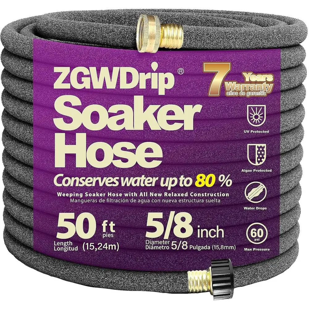 Tubo Irrigatore a Goccia Ultra-Flessibile da 5/8" 50T con Connettori in Ottone - Ideale per Giardini, Prati e Aiuole Rialzate