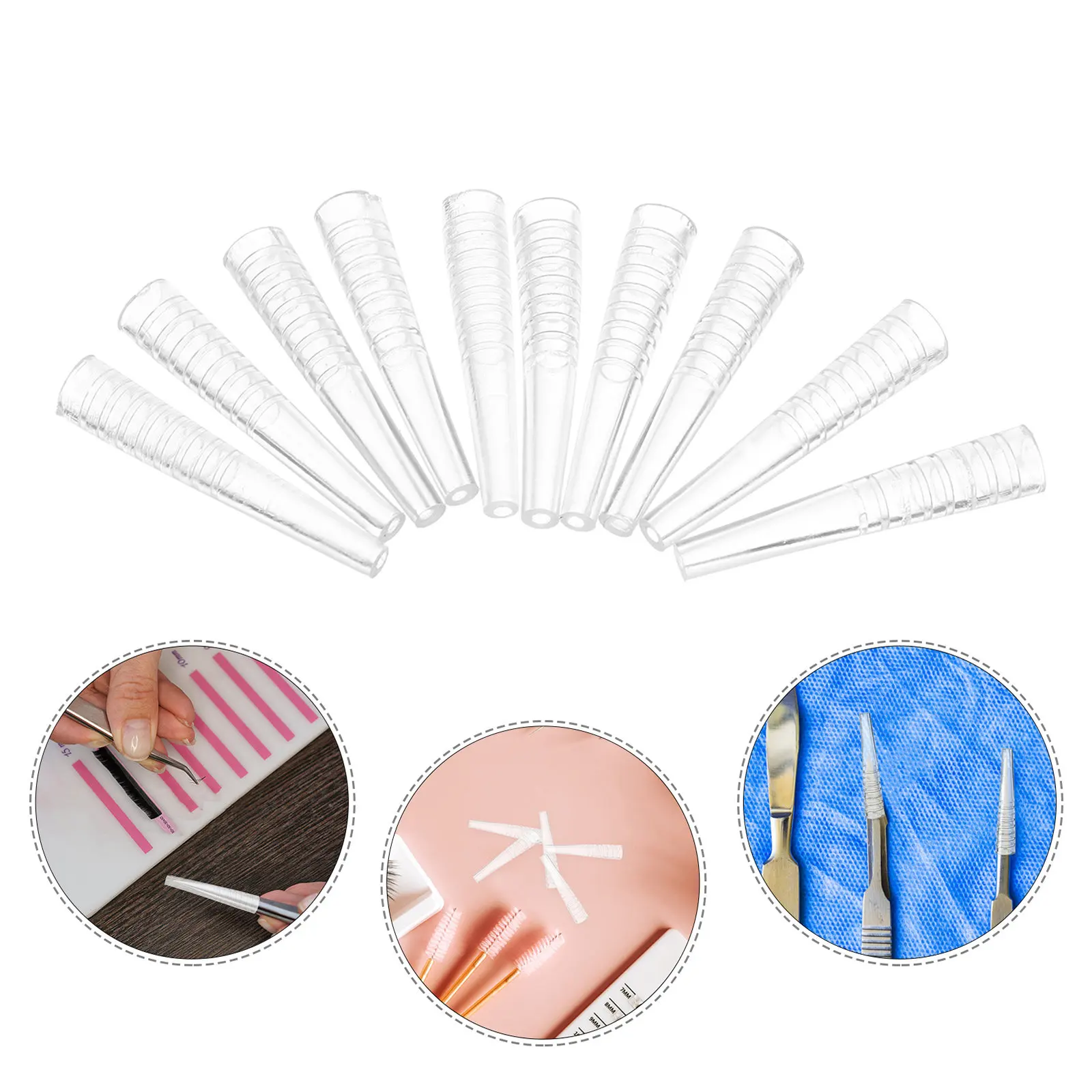 100Pcs Silicone Tweezers Protective Caps Transparent Reusable Sleeve for Eyelash Extension Salon Professional Home