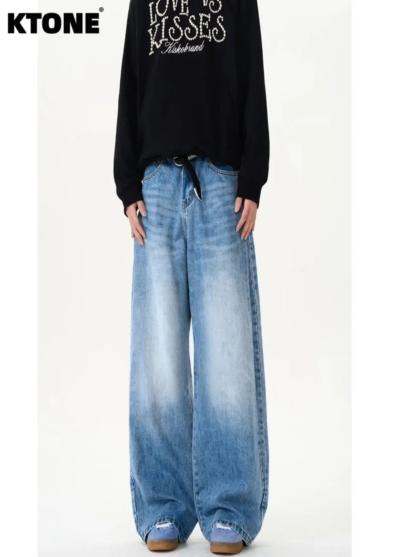 

Men's Loose Blue Jeans For Man Original Drip Design Loose Leg Pants No accessories or belts included