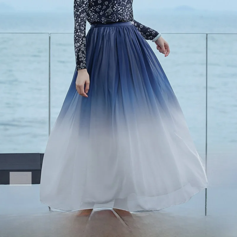 

Двухцветная юбка А-силуэта миди Ele, новинка Весна 2025, повседневная, из полиэфирного волокна, со средней талией, для ежедневной носки