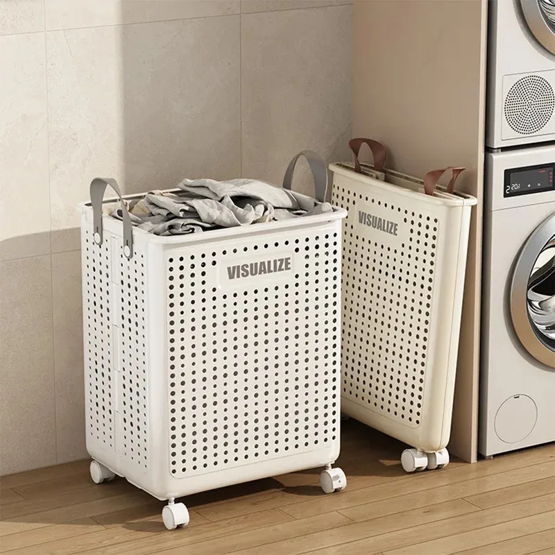 

Extra-Large Wheeled Folding Laundry Basket with Handles, Breathable Large Capacity Hamper for Home, Hotel & Dormitory Use