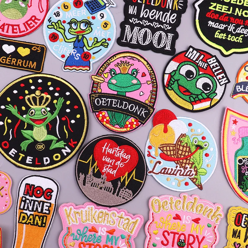 Oeteldonk Carnival Iron On Patch For Netherlands Decoration Clothes Frog Patches For Clothing Embroidery Patches Applique  DIY