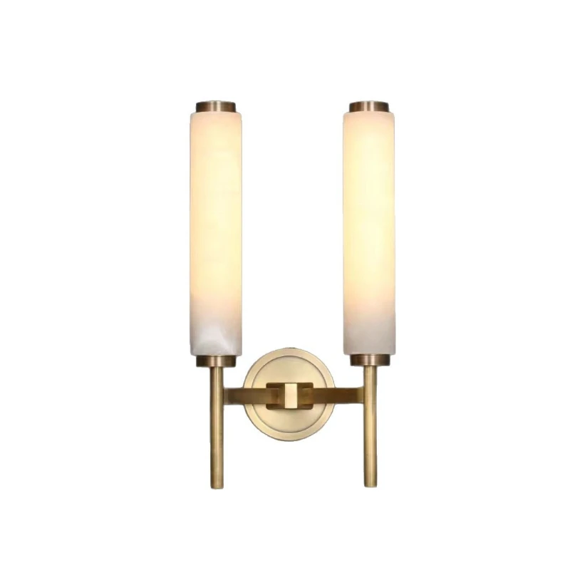 Simple all-copper natural marble wall lamp, living room background wall, light luxury hotel, homestay aisle bedside lamp