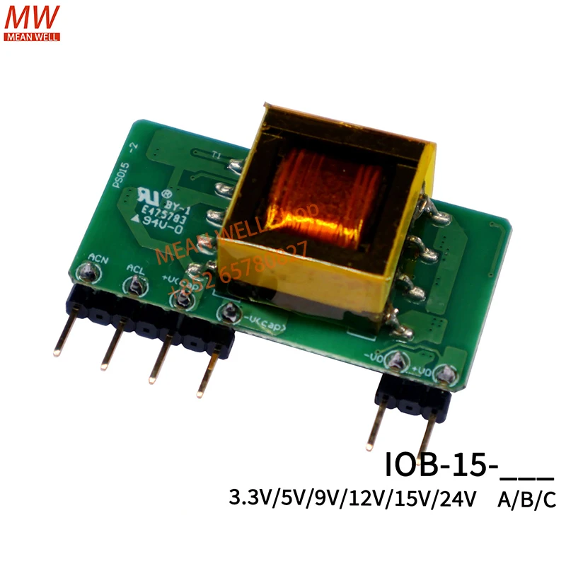 MEAN WELL 15Industrial On Board TypeW  AC-DCPower Module IOB-15-03B IOB-15-05B IOB-15-09B IOB-15-12B IOB-15-15B IOB-15-24B