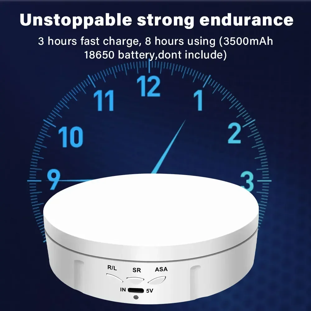 New 145mm Electric Rotating Display Stand Mirror 360 Degree Turntable Jewelry Holder for Photography Video Shooting Props