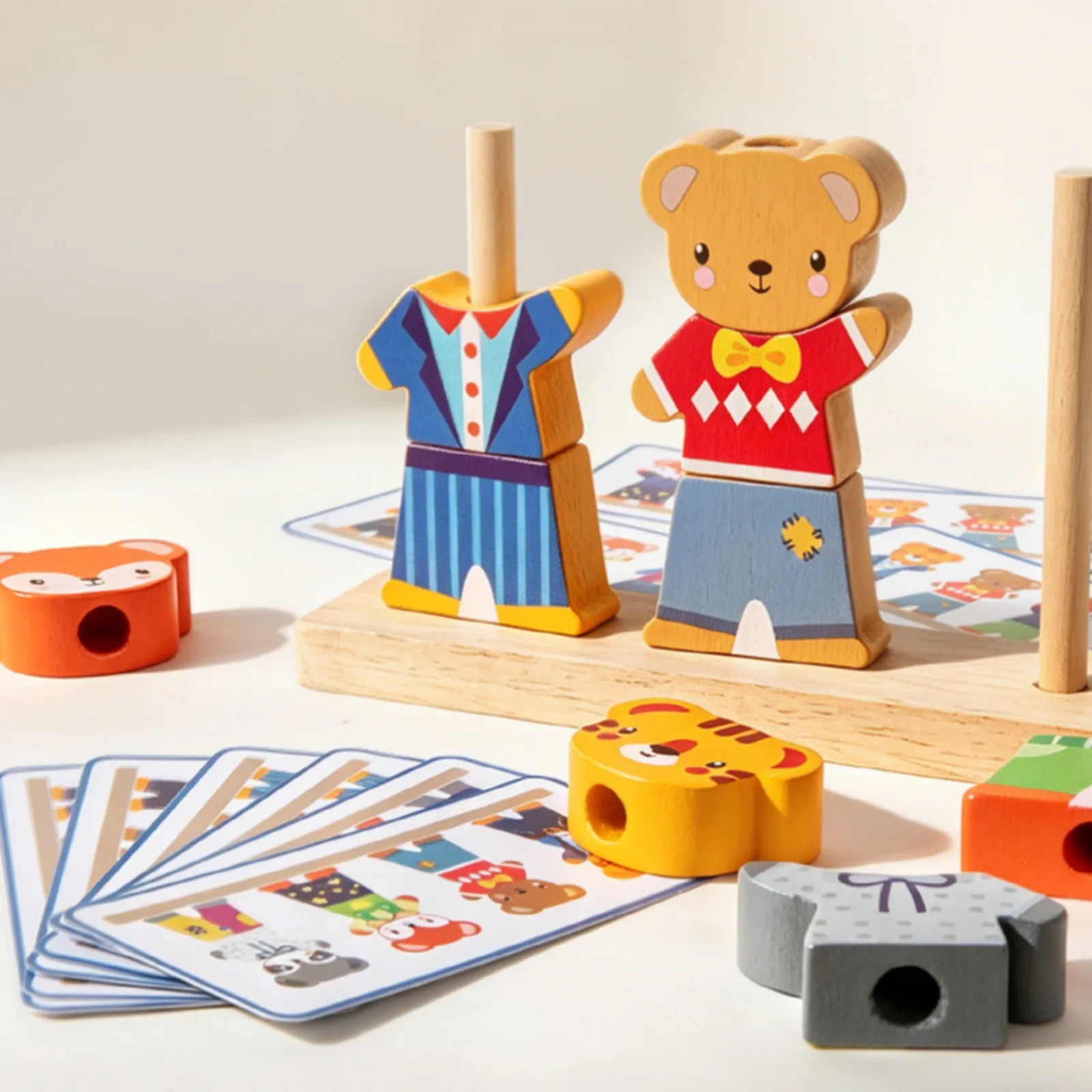 Kleiner Bär Kleiderwechsel Kinder Frühpädagogisches Holzpuzzle Ankleidespiel Baby-Puzzlespielzeug Geschenk für Kinder – Detail 7