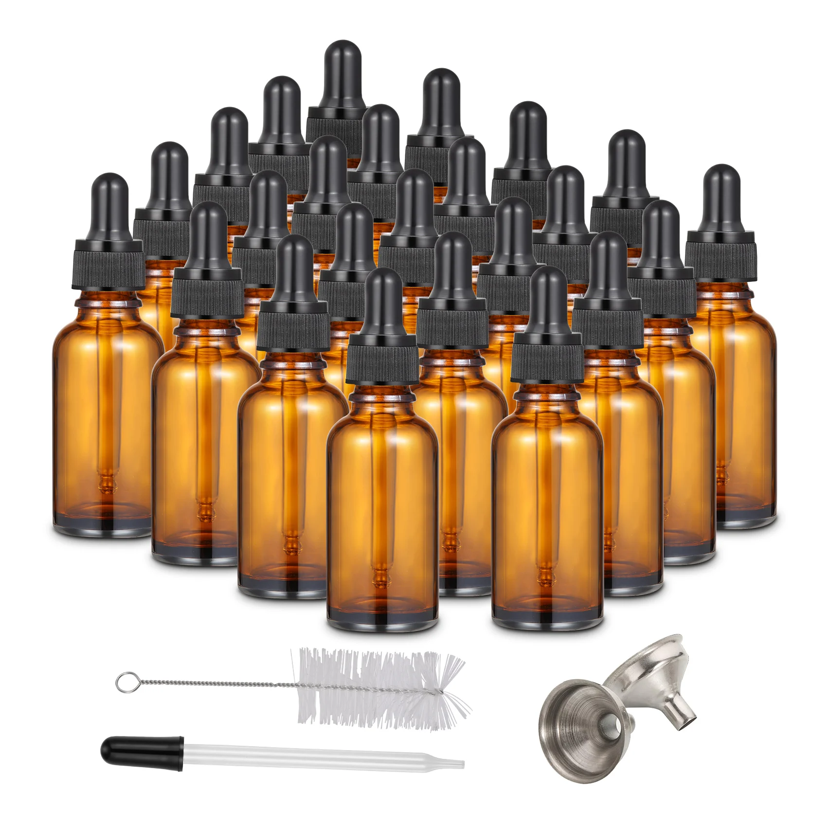 24 Pack Amber Glass Dropper Bottle,1 oz Tincture Bottles with Eye Dropper,30ml Dropper Bottle with 2 Stainless Steel Funnel