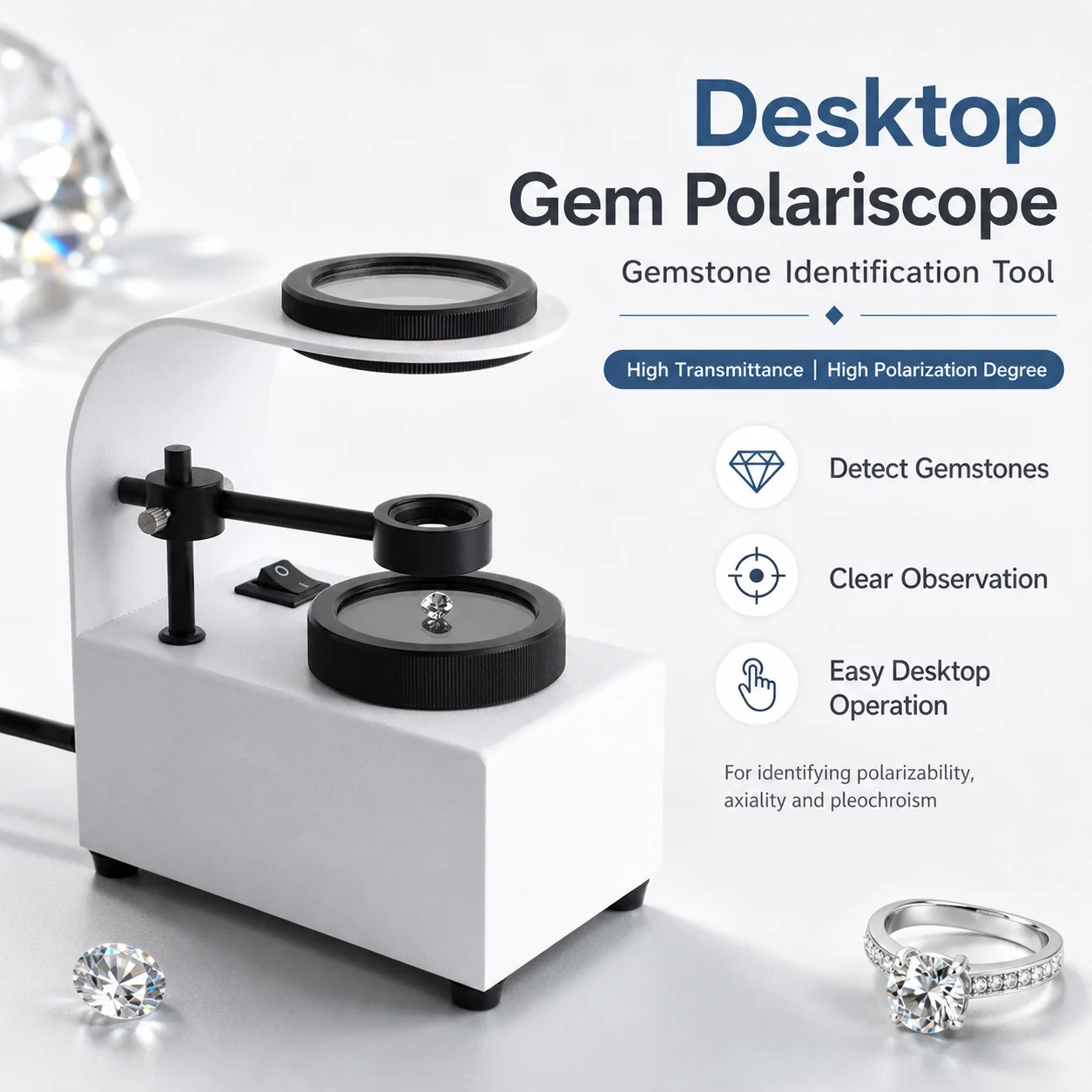 TOOLTOS LED Jewelry Magnifier Desktop Gemstone Viewer for Diamond Inspection Jewelry Repair and Watchmaking