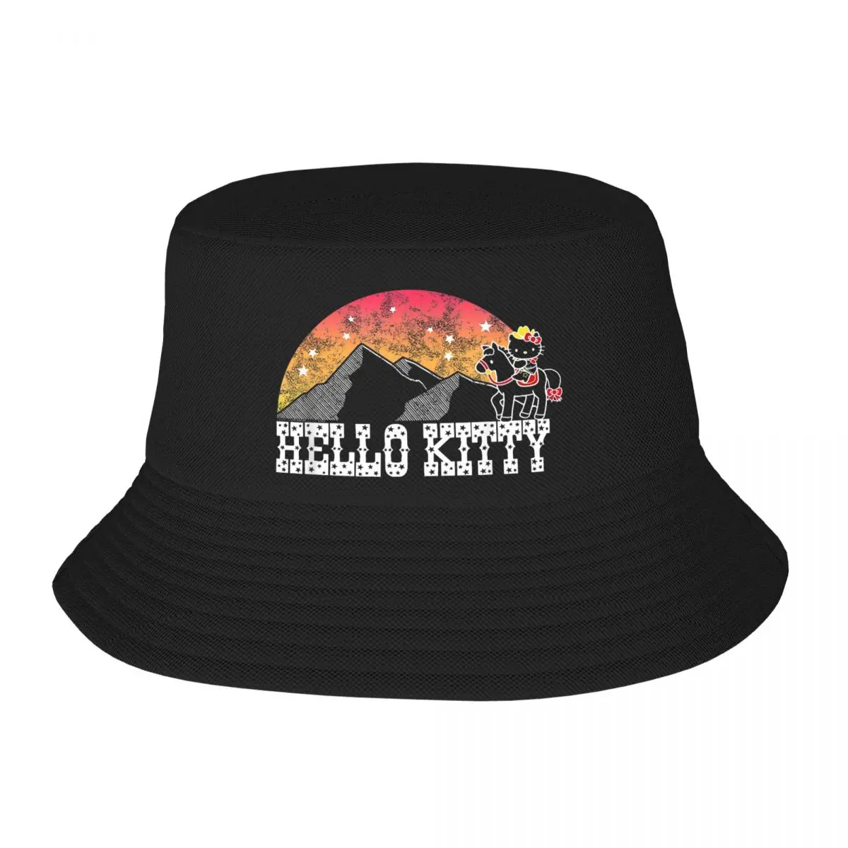 Hello Kitty Wild West Bob Hats Spring Picnic Headwear Accessories Fishing Cap for Outdoor Teen Irish Country Hat Lightweight