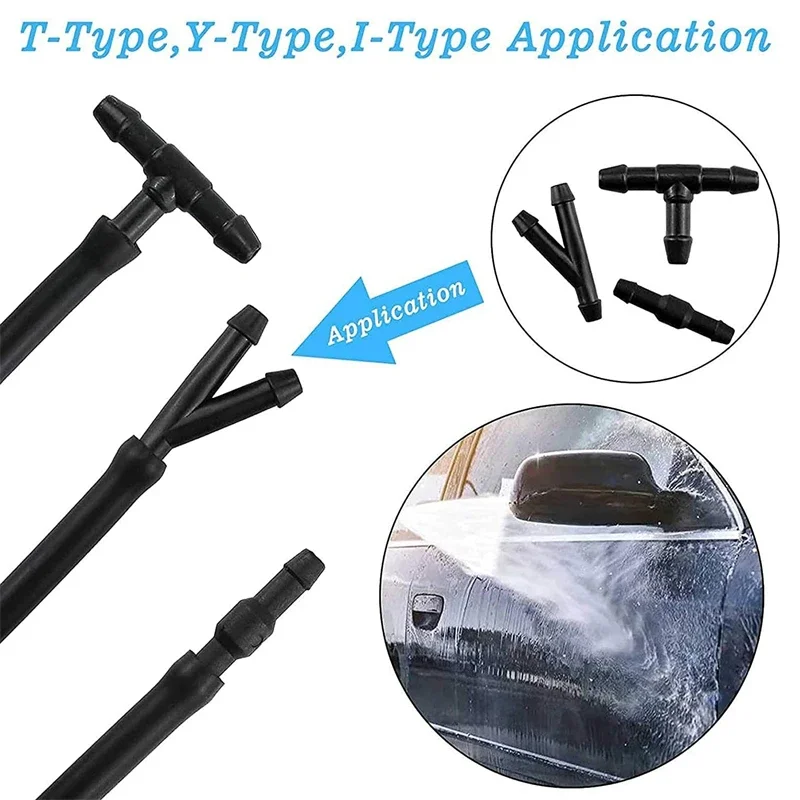18-180PCS Car Wiper Spray Pipe Joint T Y I Type Windshield Washer Pipe Nozzle Wiper Cleaning Water Hose Tube Car Accessories