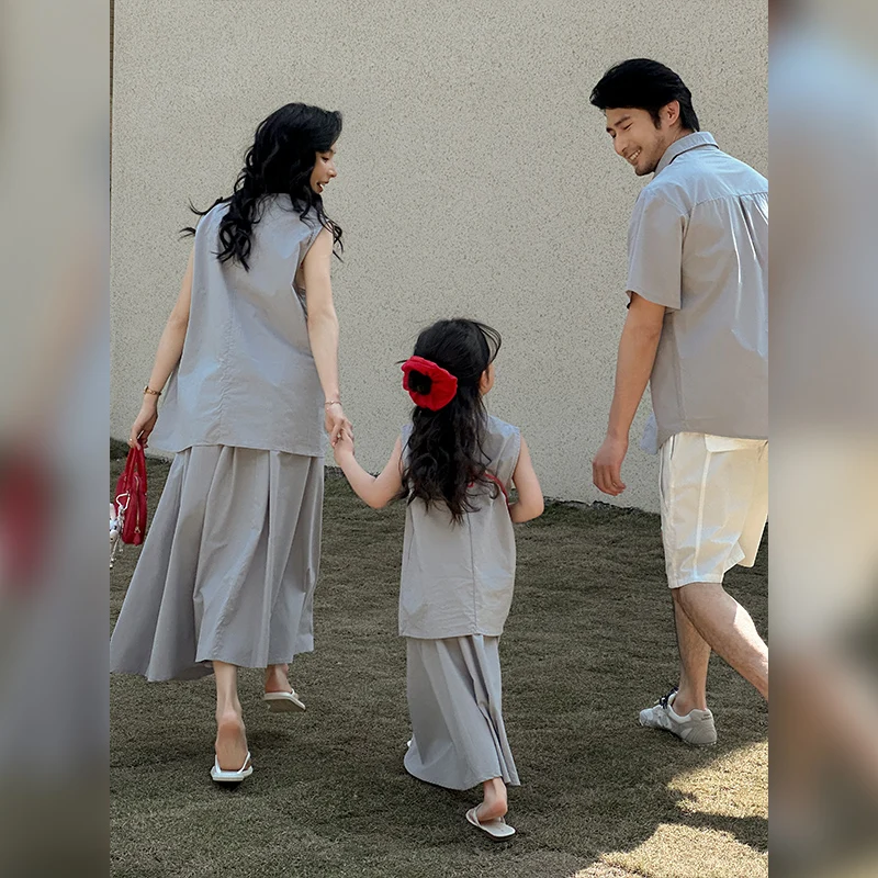 Brief Style Family Matching Outfits Summer Fashion Shirt Shorts Clothing Set Outfits Couple And Children Match Look Clothes Suit