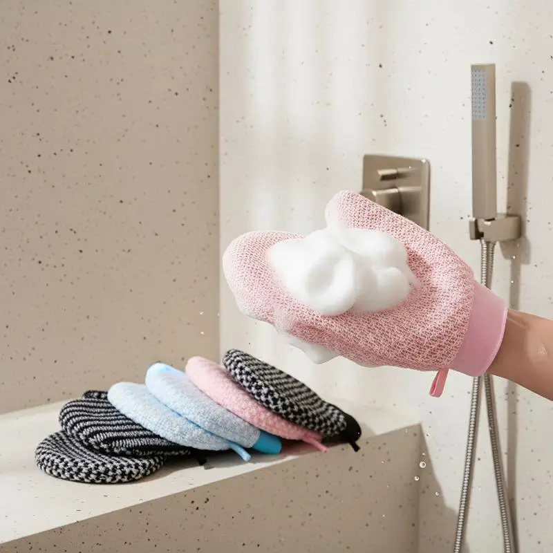 Doppelseitige Peeling-Duschhandschuhe mit Massage-Textur, schmerzfreier Körperpeeling-Handschuh, sanfte Tiefenreinigung, Bade-Scrubber – Detail 7