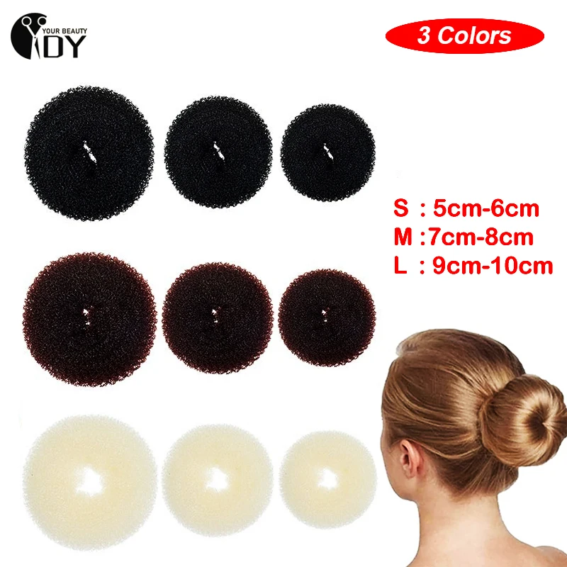 Rollo mágico de esponja de espuma de 3 colores para mujer, anillo grande fácil, fabricante de moños, Donut, herramientas de peinado para el cabello,