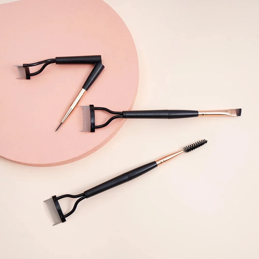 แปรงปัดขนตาแบบพกพา หวีแยกขนตา ซี่หวีพับได้ ที่ดัดขนตา สแตนเลส อุปกรณ์แต่งหน้า ดัดขนตา มาสคาร่า