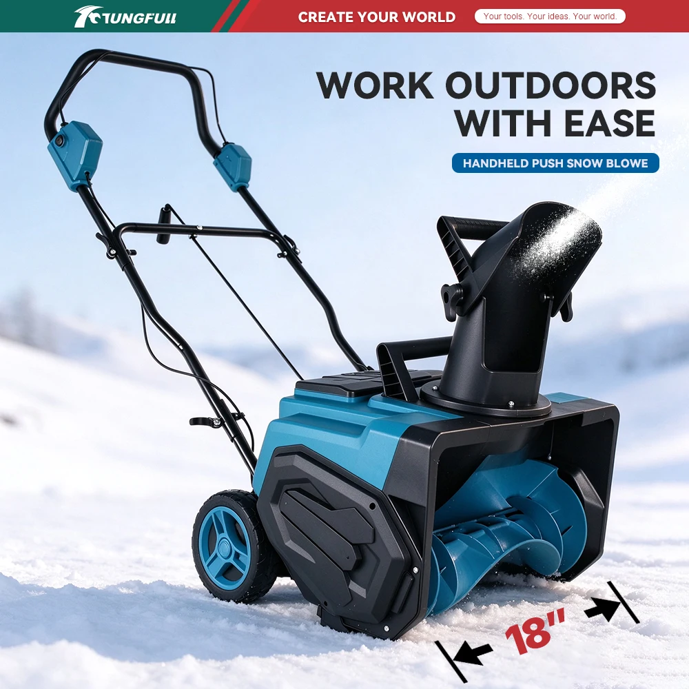 Hand Push Cordless Snow Thrower Portable Snow Blower Adjustable Chute Electric Snow Removal Machine For Driveway Yard Winter Use