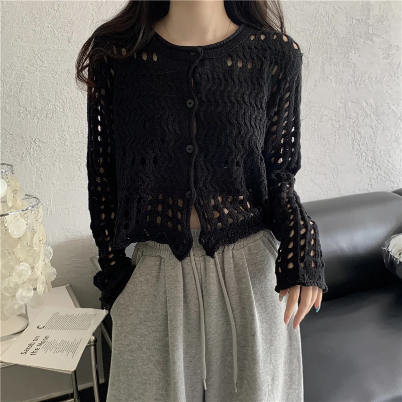 

dropshipping Fall 2022 women new Hot selling crop top sweater cardigan women fashion netred casual knitted ladies tops Vy12960