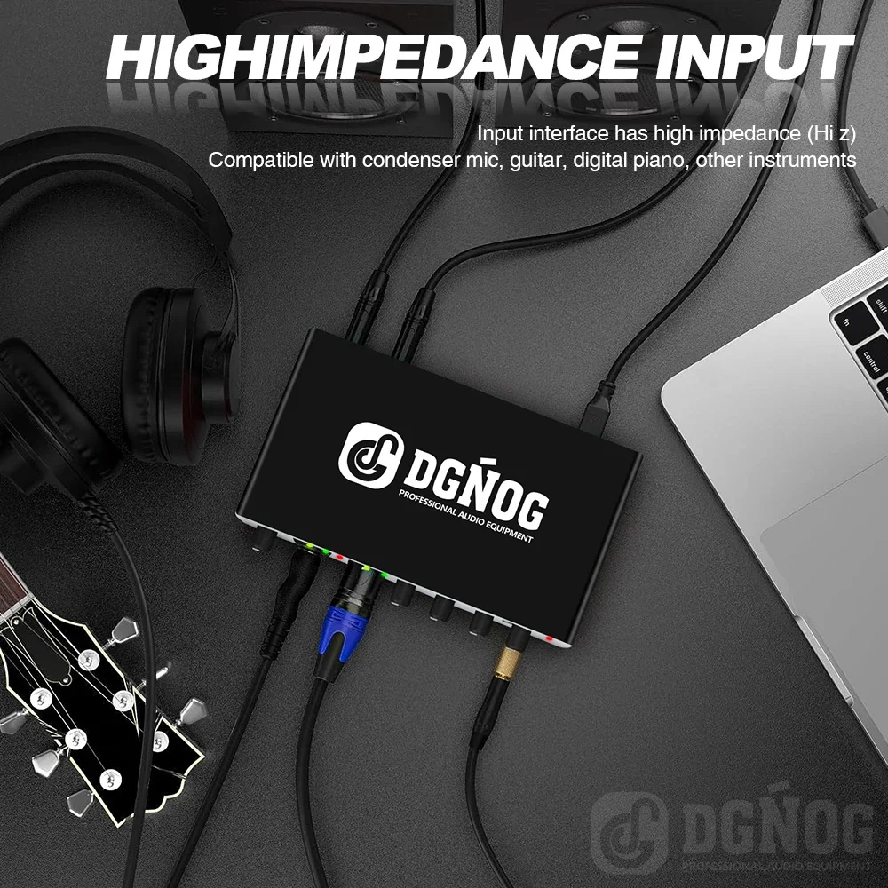 DGNOG interfaccia Audio USB scheda Audio di registrazione del Computer professionale per Studio di chitarra elettrica Podcast canto Streaming MD02