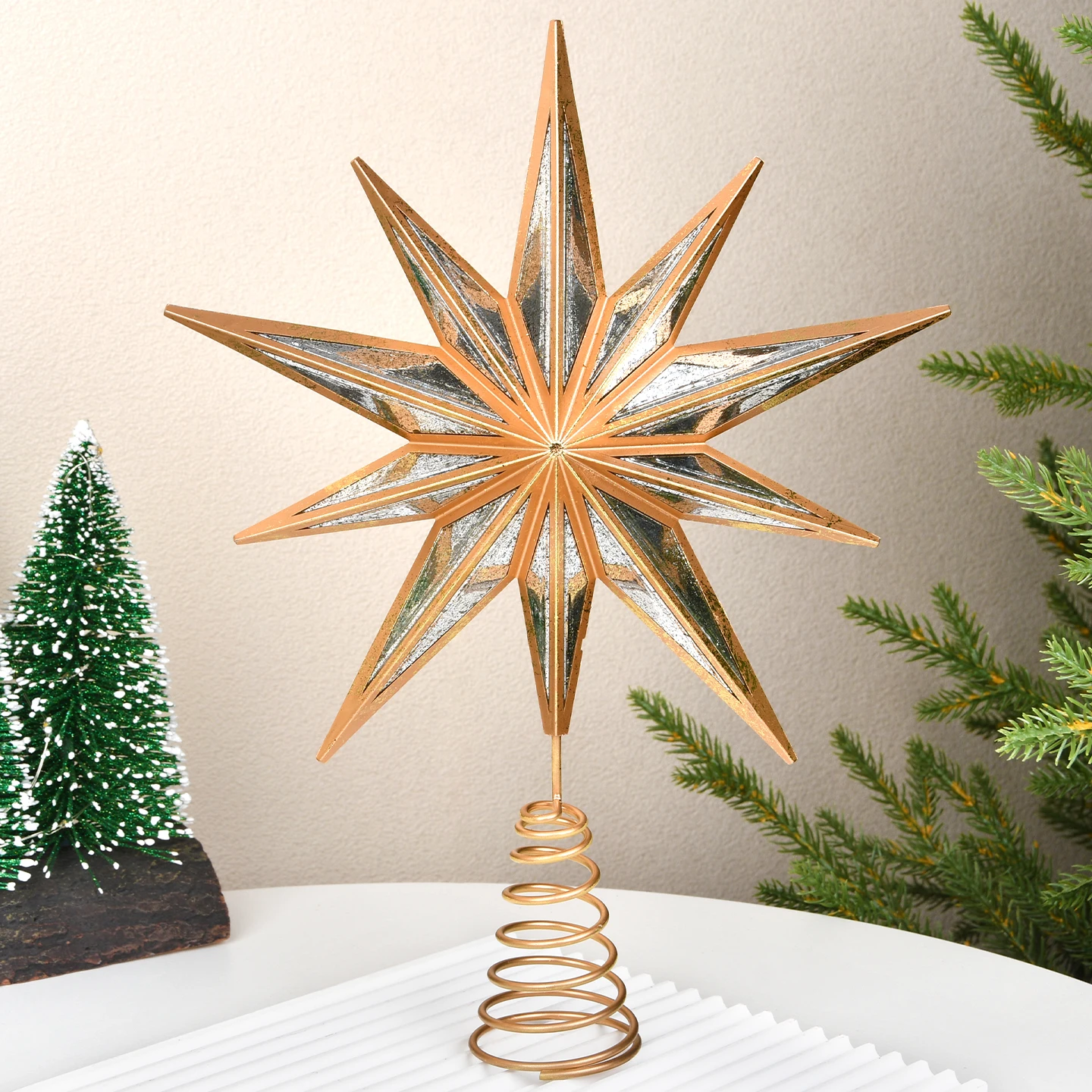 

Зеркальная звезда для украшения елки, 32 см, восьмиугольная, праздничные елочные украшения