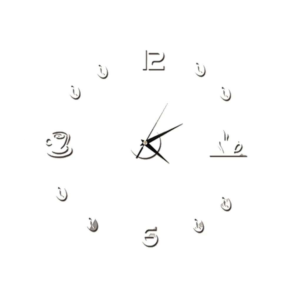 

Mirror Sticker DIY Acrylic Mute Clock Silver Creative Decoration for Living Room Bedroom Kitchen Office Bathroom