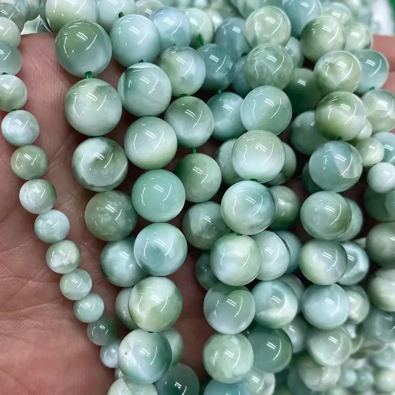 6-8-10-12mm Natural green Larimar stone Round Loose Beads For Jewelry Making DIY Bracelets Necklace 15