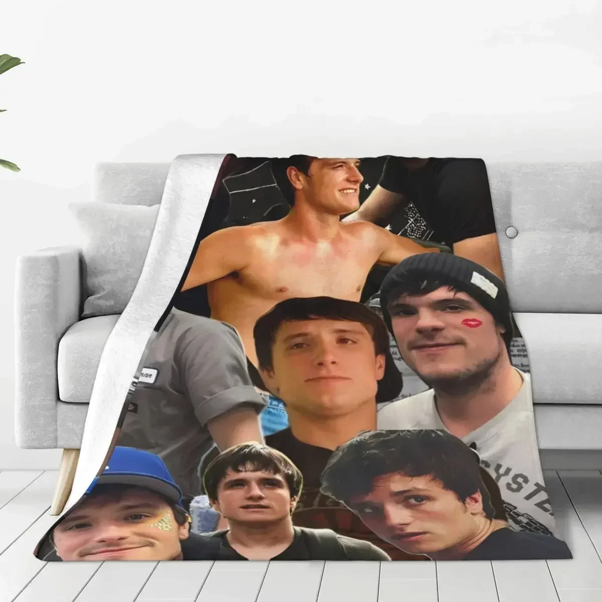 

J-Josh Hutchersons Flannel Blankets Actor Smile Super Warm Throw Blanket for Couch Chair Picnic Print Bedspread Sofa Bed Cover