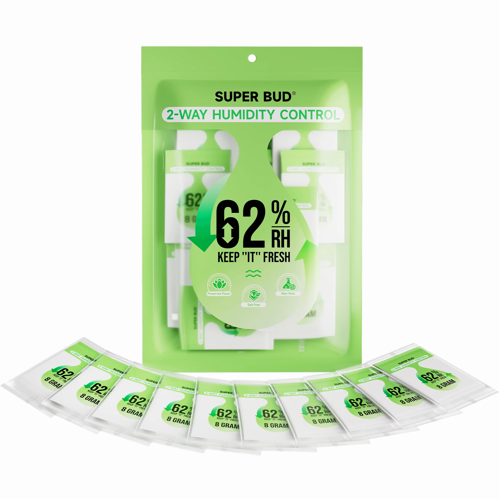 Image of 62 % 2-Wege-Feuchtigkeitskontrollpakete zur Aufbewahrung von 1/4 oz – 1 Pfund Feuchtigkeitsabsorber für Aufbewahrungsbehälter, Luftbefeuchterpakete, Hydratation