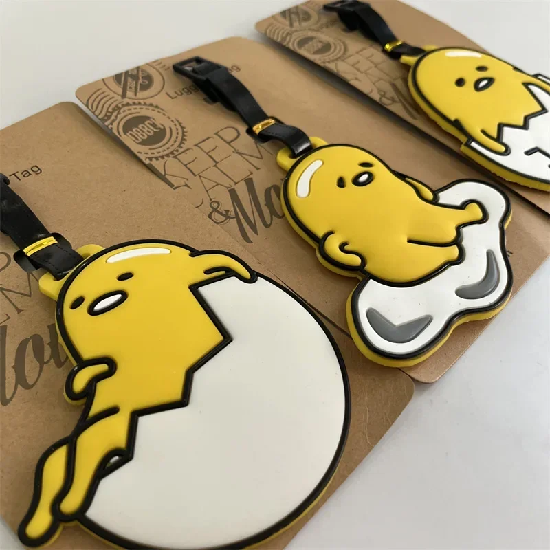 New Sanrio Cute Gudetama Luggage Travel Accessories Tag Silica Gel Suitcase ID Addres Holder Baggage Boarding Tag Portable Label