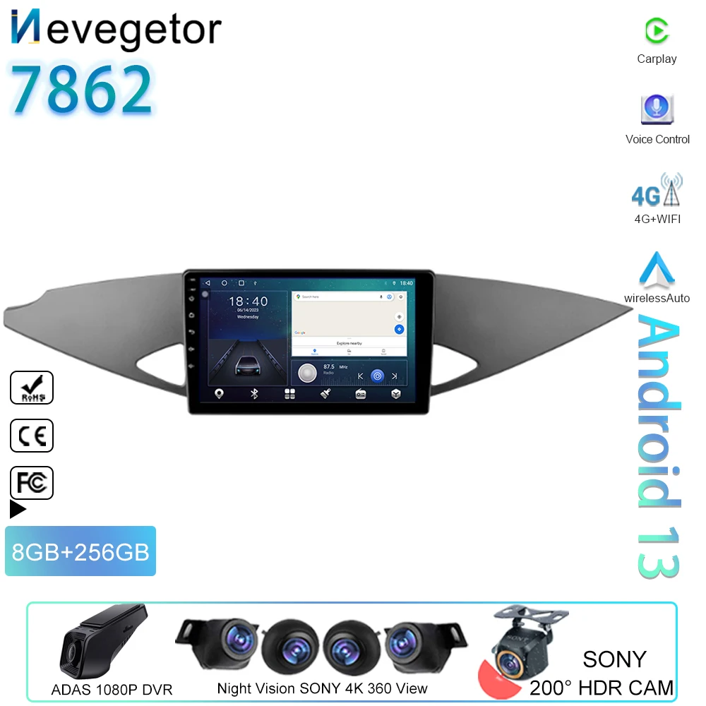 For Mitsubishi Zinger 2005 - 2014 Car Android Auto Multimedia Player Video Radio Navigation GPS Head Unit QLED Screen No 2 din