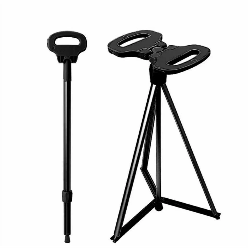 

Outdoor Folding Cane with Seat, Walking Stick with Seat, Lightweight Aluminum Portable Beach Chair Elderly Crutch Stool