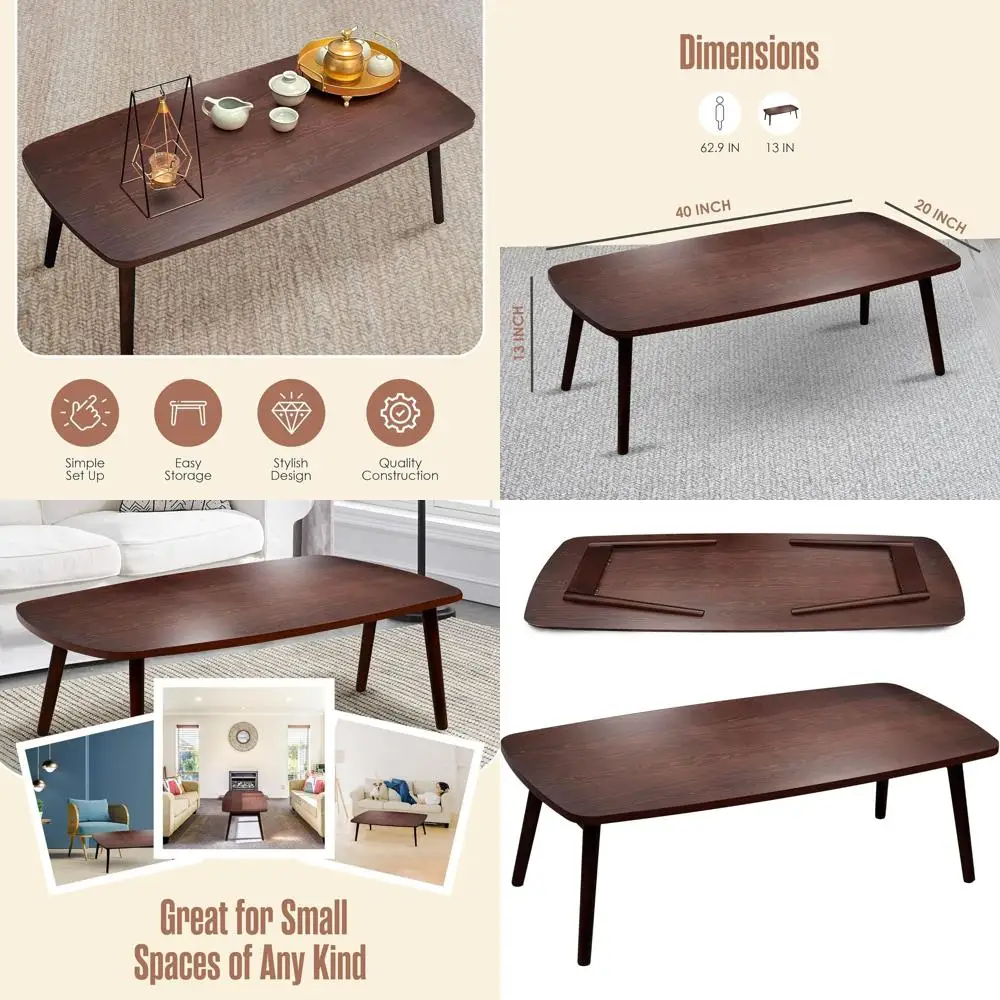 

Compact Japanese-Style Folding Tea Table for Picnics, Dining, and Small Spaces - 39L x 20W x 13H