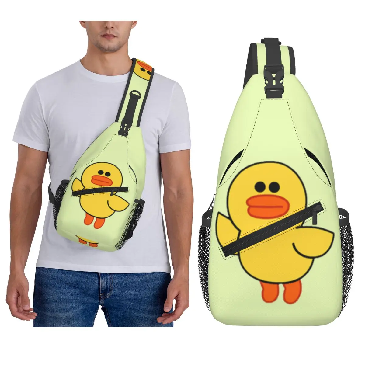 Sally Yellow Chick Line Friends Chest Bag Men Sling Crossbody Backpack Chest Bag Travel Hiking Daypack Shoulder Bag