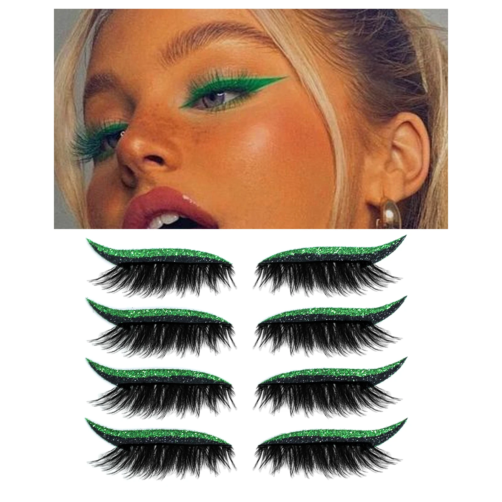 再利用可能なアイライナーまつげステッカー自己粘着メイクアップツール 28 ペア