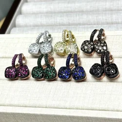 10.6mm Honeycomb Earrings Inlay Colorful Zircon For Women Blue Champagne Green Drop Square Earring Fashion Jewelry Gift