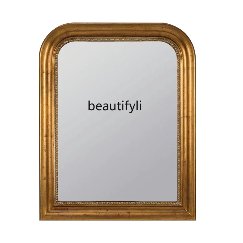 European-Style Retro Bathroom Mirror Luminous Makeup Mirror Wall-Mounted French Anti-Fog Bathroom Mirror