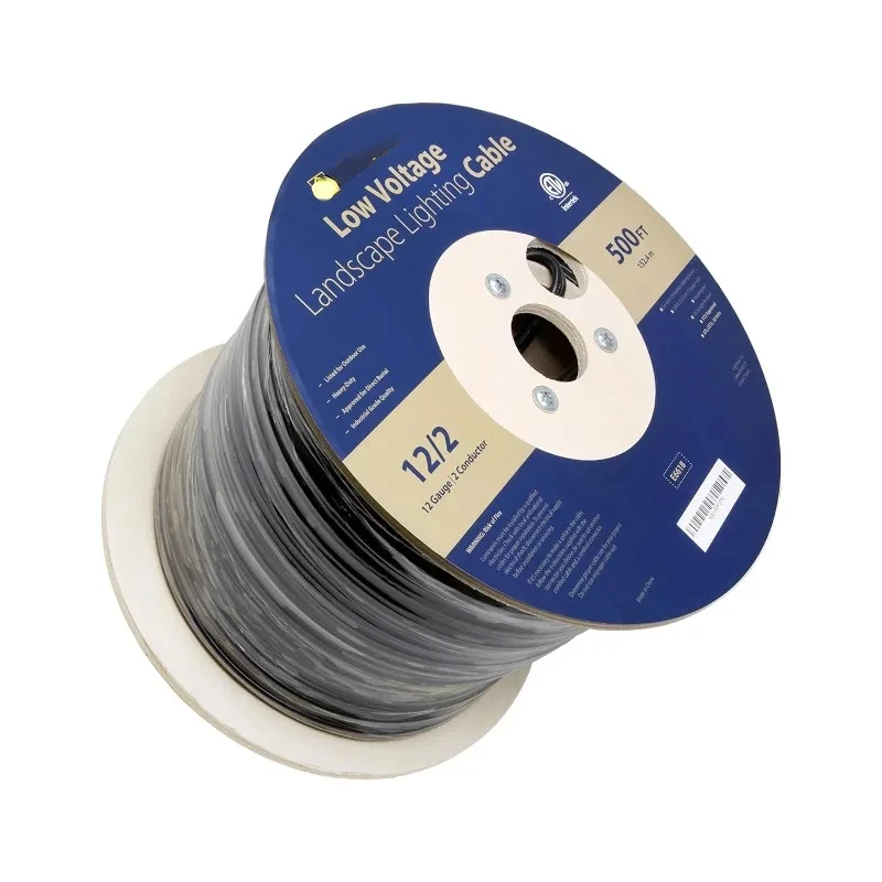 Low Voltage Landscape Lighting Wire - 500 Feet - Weatherproof Outdoor Underground Direct Burial Stranded Cable for Spotlight