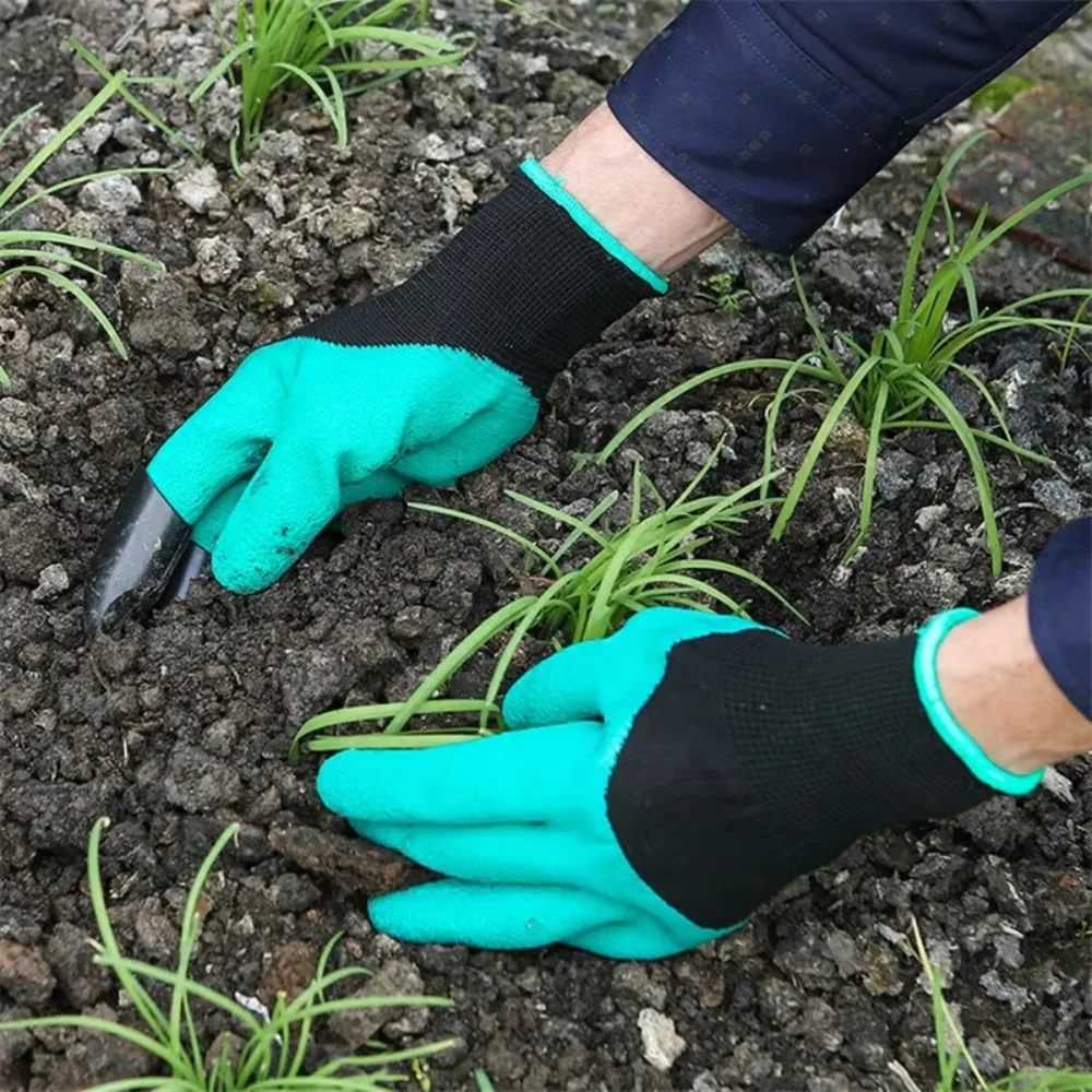 Waterproof ABS Rubber Green Garden Gloves Long Stab-proof Flower Claws Latex Wear-resistant Excavation Planting Anti-drop
