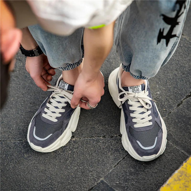 

Повседневная спортивная обувь для мужчин с круглым носком, модные кроссовки на толстой подошве, увеличивающие рост, на все сезоны