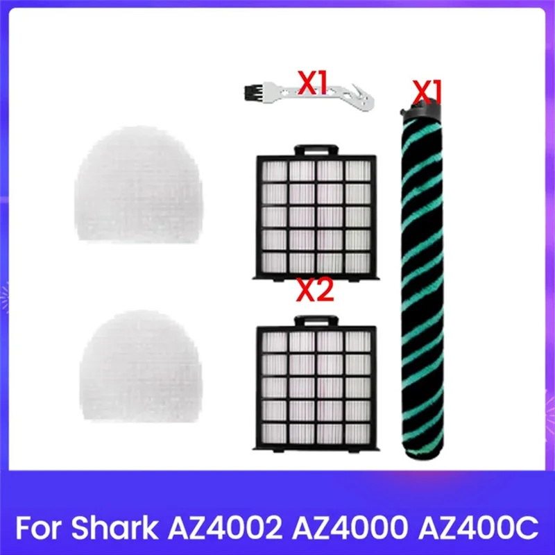ABZA-Fit لـ Shark Detect Pro Max تستقيم فراغ AZ4000 AZ4002 AZ4000C استبدال أجزاء الفرشاة الرئيسية فلتر HEPA إسفنجة مرشحة