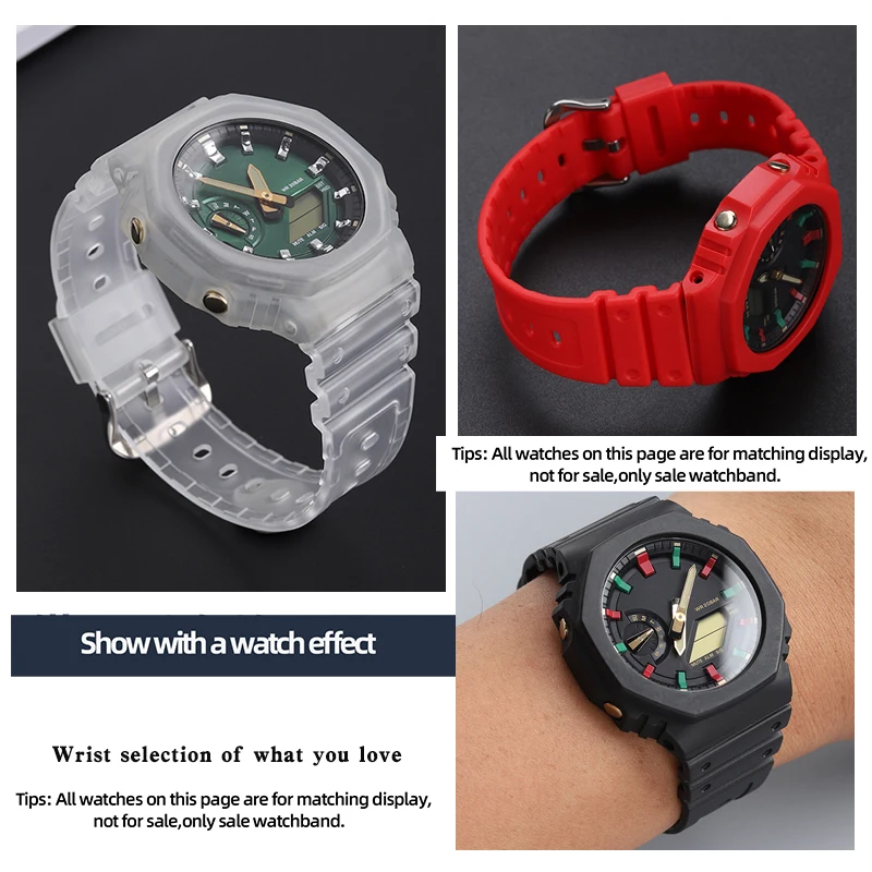 Modified Silicone Strap and Case For Casio G-shock Series GA-2100/2110 Watchband and Case Sports Bracelet Waterproof Belt Soft