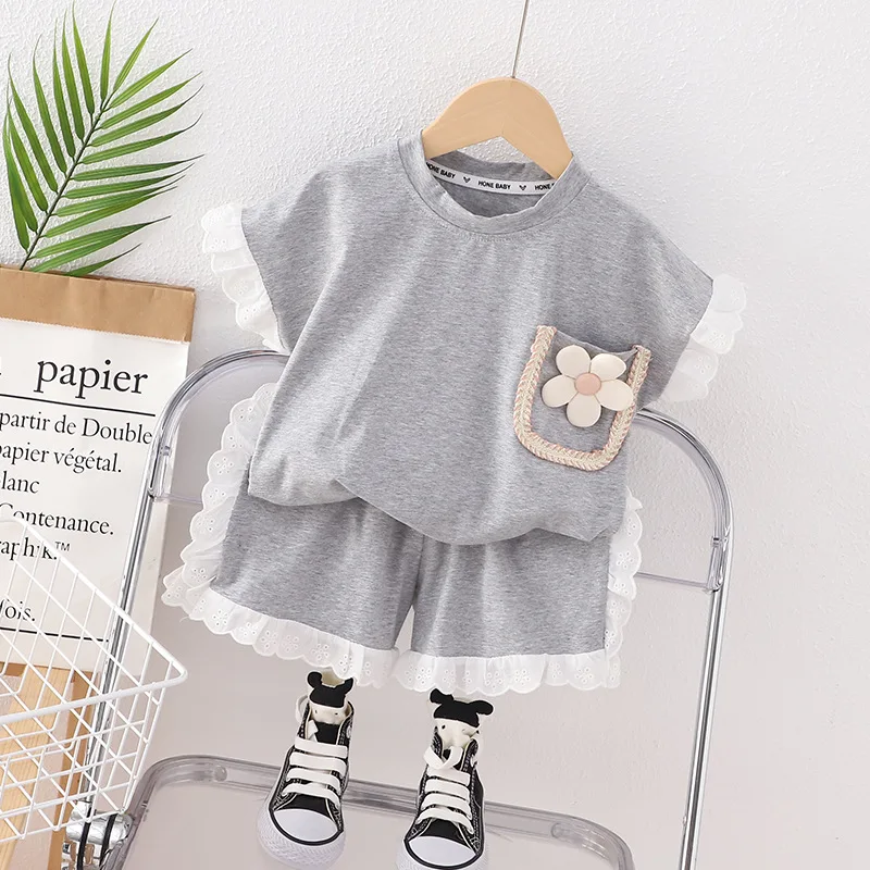 

New Summer Baby Clothes Suit Children Girls Cute T-Shirt Shorts 2Pcs/Sets Kids Clothing Infant Casual Costume Toddler Tracksuits