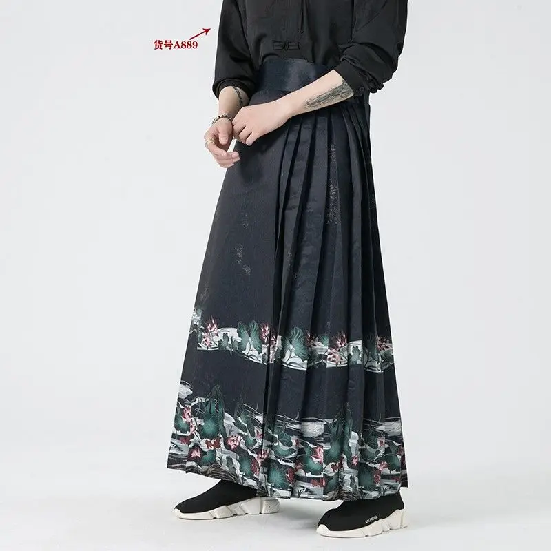 Jupe noire Hanfu Horse Face avec chemise pour hommes et femmes, Streetwear élégant, RapIndustry, grande taille, mode, 9 couleurs