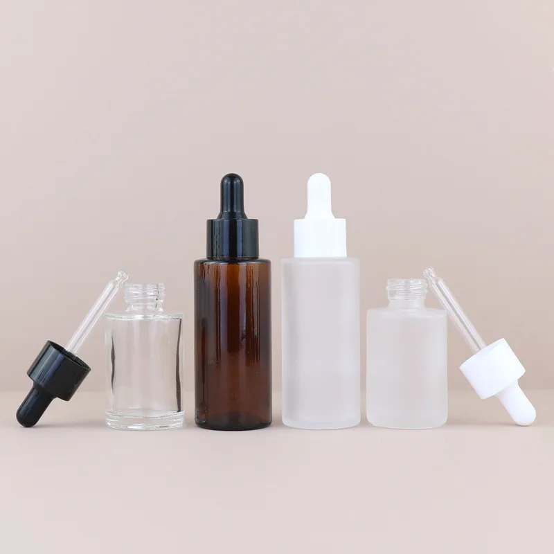 Empty Dropper Bottle Brown/Clear/Matte Essential Oil Glass Aromatherapy Liquid 20/30/50ml Drop for Massage Pipette Refillable