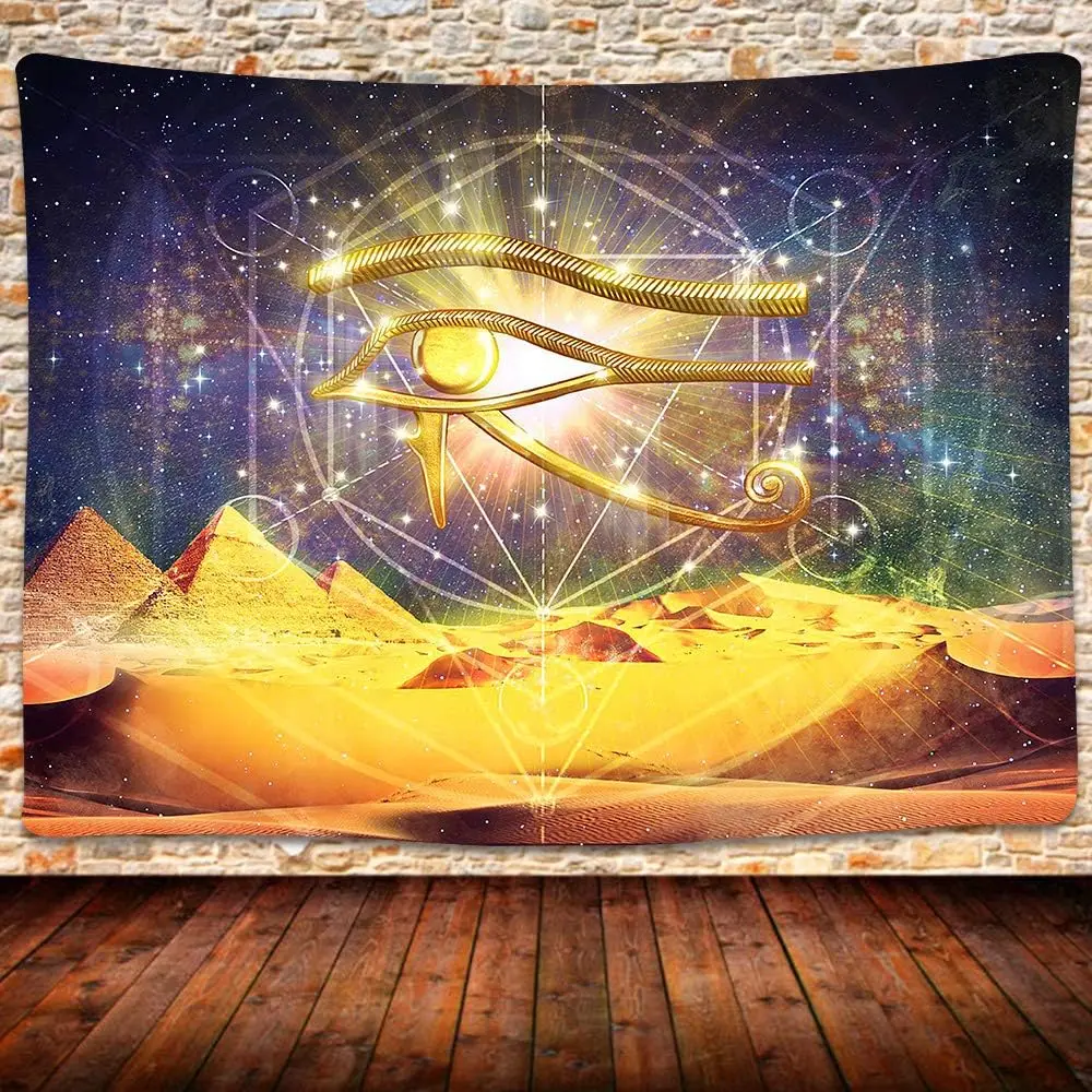 Egyptian Horus Eye Tapestry Wall Hanging Egyptian Pyramids Wall Tapestry Starry Sky Tapestries Wall Art Blanket for Bedroom