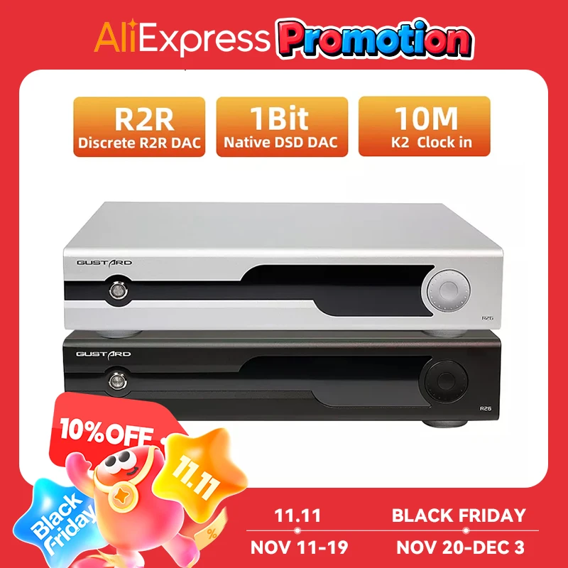 GUSTARD R26 개별 R2R 디코더 MQA 네이티브 DSD DAC(스트리머/렌더러 포함) PCM768K DSD512 Bluetooth XU216 K2 IIS DAC-R26 디코더