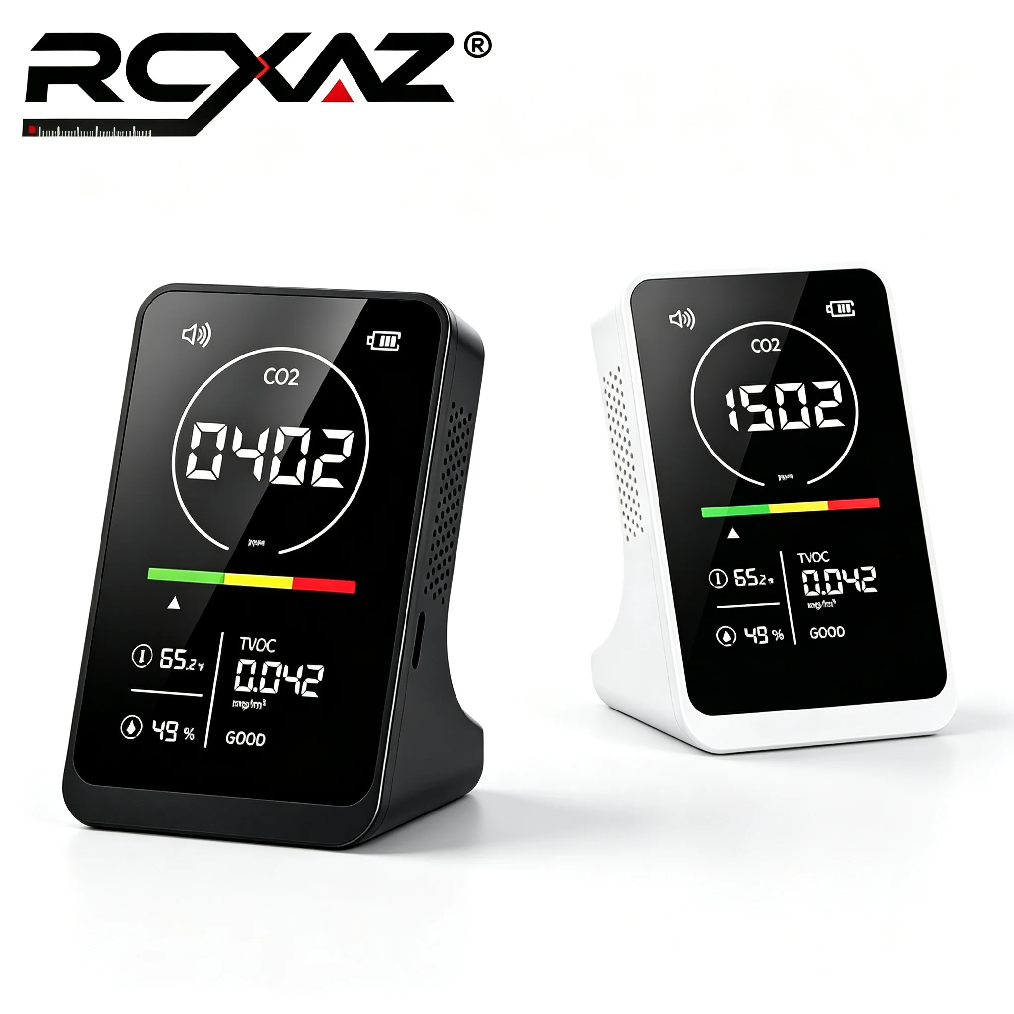 4-in-1 Air Quality Detector CO2 TVOC Tester with Sound Reminder Home Greenhouse Car Temperature Humidity Monitor