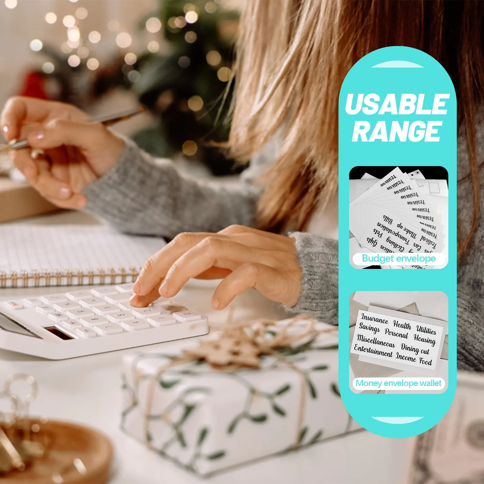 

10Sets Budget Sheet Sticker Clear Design Self-Adhesive Cash Envelope Labels for Daily Use Classifying Household Budget Items