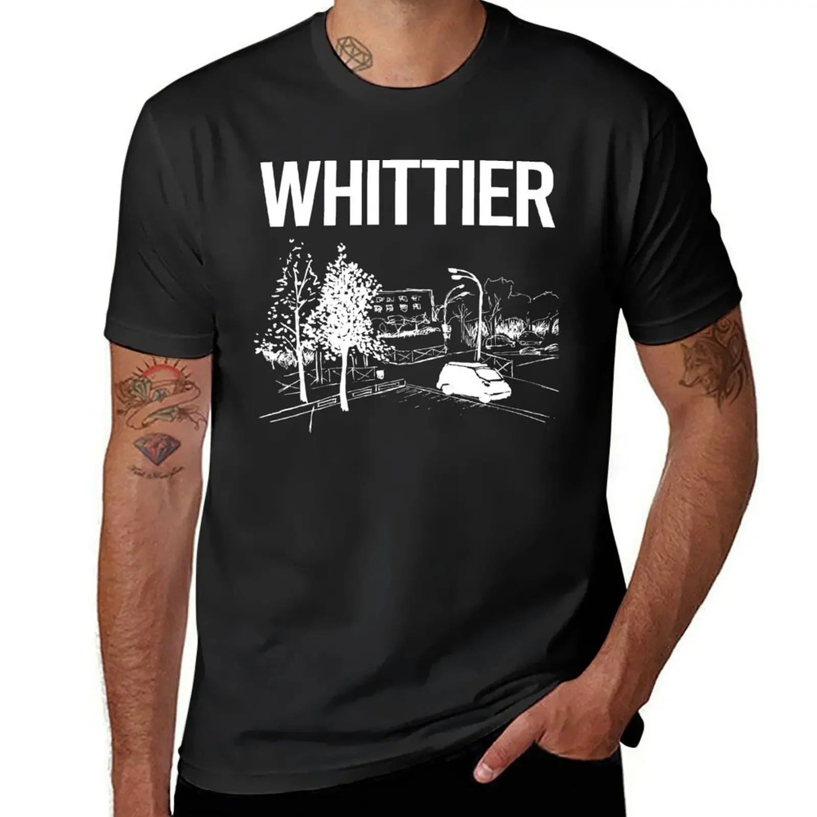 Street Sketch Whittier T-Shirt Short sleeve tee for a boy quick drying cotton t shirt men